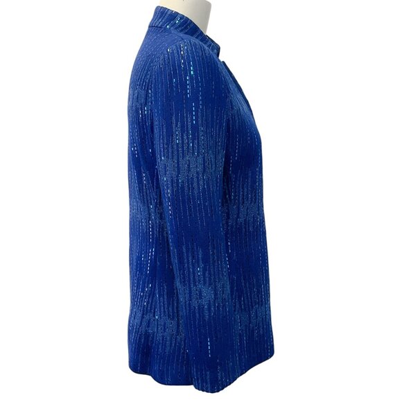 St. John Blue Shimmer Metallic Knit Jacket - Picture 3 of 4